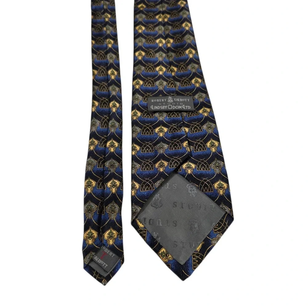 Robert Talbott Lindsay Odom Mens Necktie Blue Floral Silk Hand Sewn‎ USA Boho